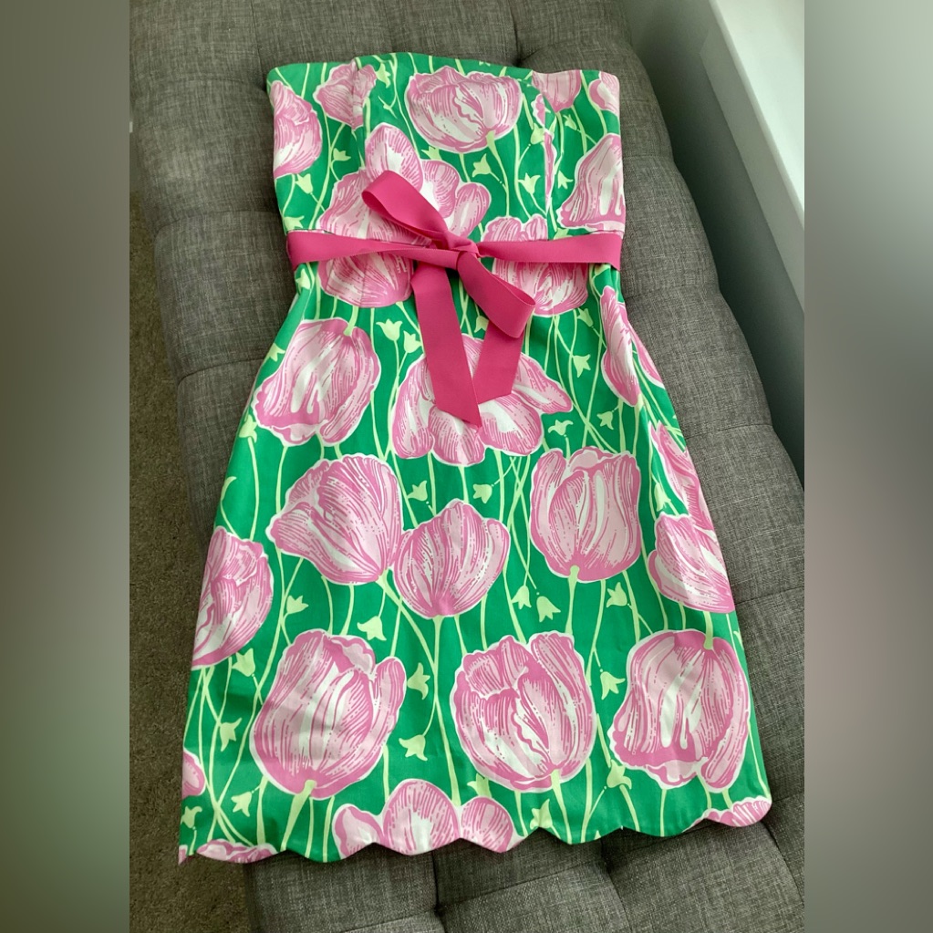 Lilly Pulitzer Pink And Green Sleeveless Sundress
